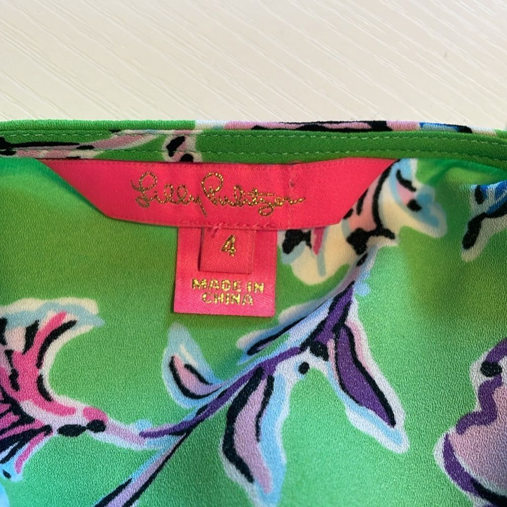 Lilly Pulitzer Cristiana Stretch Midi Dress Green Floral 4 - Picture 8 of 9